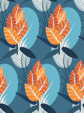 Vector stylized modern seamless floral pattern scandinavian Stock Illustration
