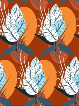 Vector stylized modern seamless floral pattern scandinavian Stock Illustration