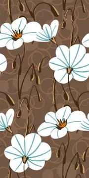 Vector stylized modern seamless floral pattern scandinavian Stock Illustration