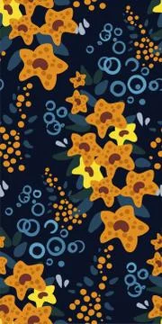 Vector stylized modern seamless floral pattern scandinavian Stock Illustration