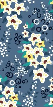 Vector stylized modern seamless floral pattern scandinavian Stock Illustration