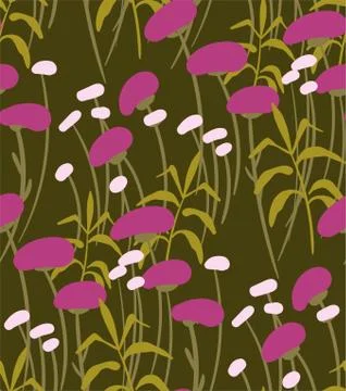 Vector stylized modern seamless floral pattern scandinavian Stock Illustration