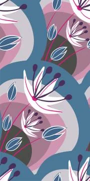 Vector stylized modern seamless floral pattern scandinavian Stock Illustration