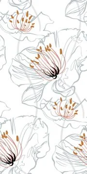 Vector stylized modern seamless floral pattern scandinavian Stock Illustration
