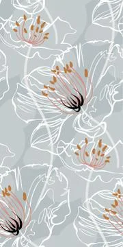 Vector stylized modern seamless floral pattern scandinavian Stock Illustration