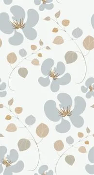 Vector stylized modern seamless floral pattern scandinavian Stock Illustration
