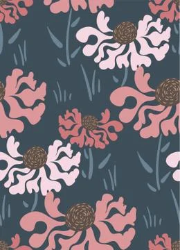 Vector stylized modern seamless floral pattern scandinavian Stock Illustration