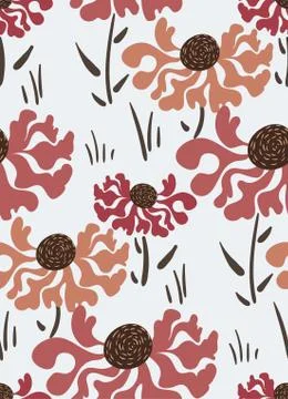 Vector stylized modern seamless floral pattern scandinavian Stock Illustration