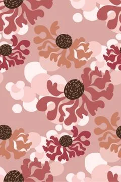 Vector stylized modern seamless floral pattern scandinavian Stock Illustration