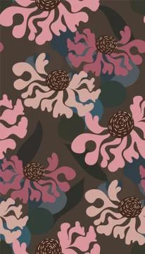 Vector stylized modern seamless floral pattern scandinavian Stock Illustration