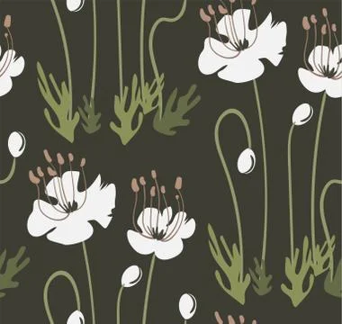 Vector stylized modern seamless floral pattern scandinavian Illustrazione stock