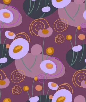 Vector stylized modern seamless floral pattern scandinavian Stock Illustration