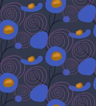 Vector stylized modern seamless floral pattern scandinavian Stock Illustration