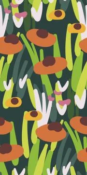 Vector stylized modern seamless floral pattern scandinavian Stock Illustration