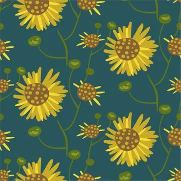 Vector stylized modern seamless floral pattern scandinavian Stock Illustration