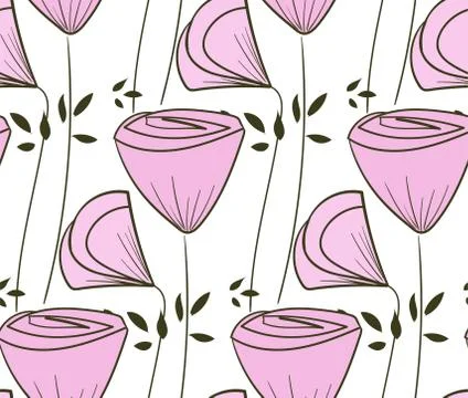 Vector stylized modern seamless floral pattern scandinavian Stock Illustration
