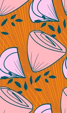 Vector stylized modern seamless floral pattern scandinavian Stock Illustration