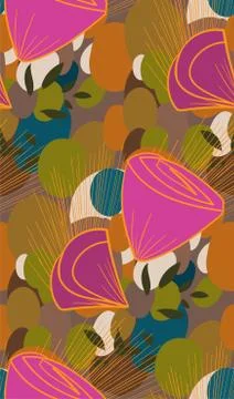 Vector stylized modern seamless floral pattern scandinavian Stock Illustration