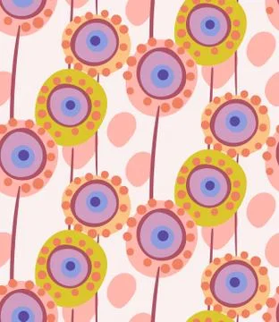 Vector stylized modern seamless floral pattern scandinavian Illustrazione stock