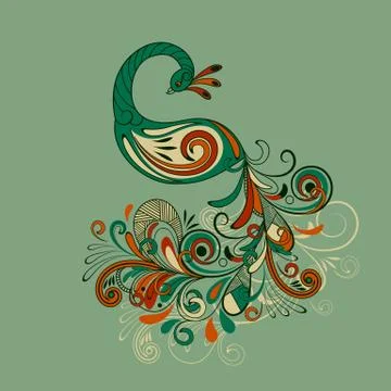 Vector stylized peacock Illustrazione stock