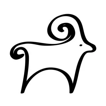 Vector Stylized Ram Illustration Isolated On White Background. Tribal style Stock Illustration