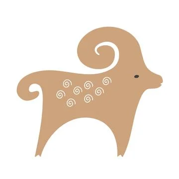 Vector Stylized Ram Illustration Isolated On White Background. Tribal style Stock Illustration