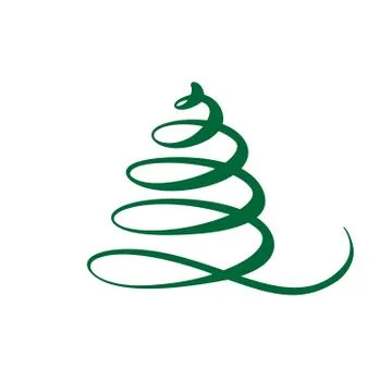 Vector stylized, scribbled Christmas tree green logo. Xmas element of design for Stock Illustration