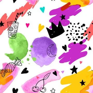 Vector stylized seamless pattern background hand-drawn illustration. Simple s Stock Illustration