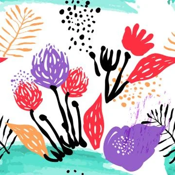 Vector stylized seamless pattern background hand-drawn illustration. Simple s Stock Illustration