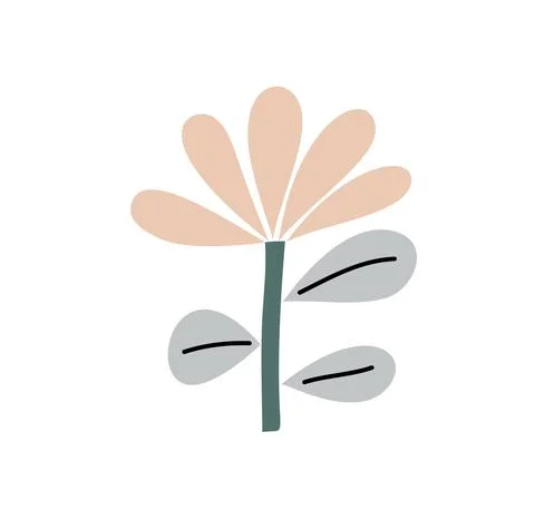 Vector stylized spring flower. Scandinavian illustration art element. Decorative Illustrazione stock