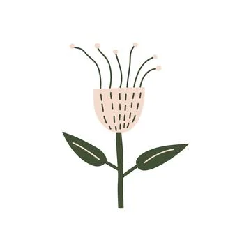 Vector stylized spring flower. Scandinavian illustration art element. Decorative Illustrazione stock