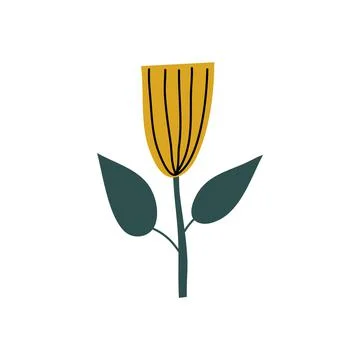 Vector stylized yellow spring flower. Scandinavian illustration art element 스톡 일러스트