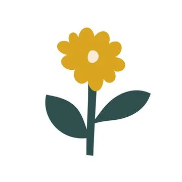 Vector stylized yellow spring flower. Scandinavian illustration art element Stock Illustration