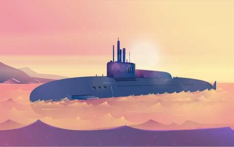 Vector Submarine Illustration Stock Illustration