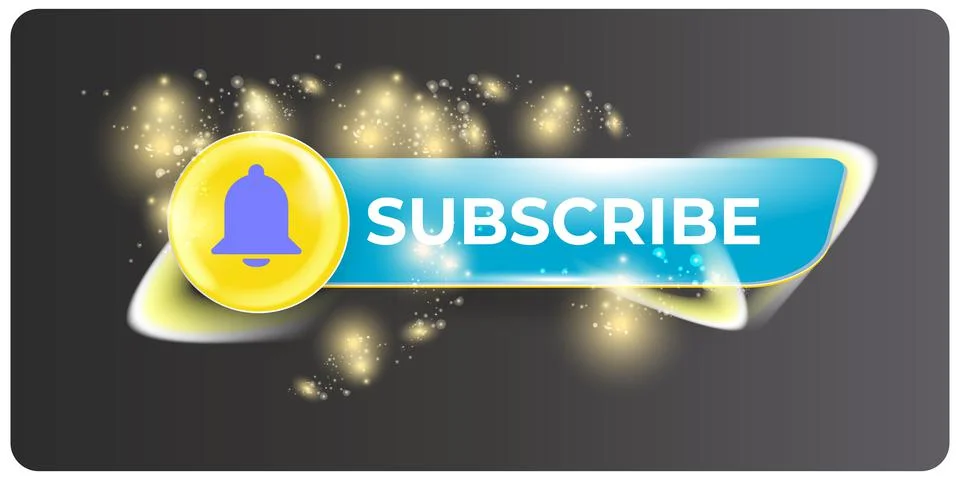 Vector subscribe now horizontal banner with ring bell and button on grey modern Stock Illustration