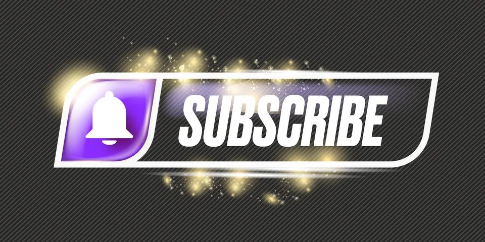 Vector subscribe now horizontal banner with ring bell and button on grey modern Stock Illustration