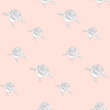 Vector Subtle Seamless Pattern with Drawn Florals Stock Illustration