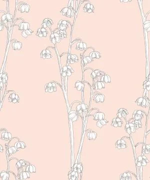 Vector Subtle Seamless Pattern with Drawn Florals Stock Illustration