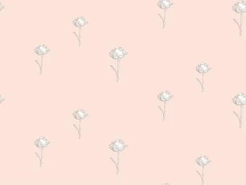 Vector Subtle Seamless Pattern with Drawn Florals Stock Illustration