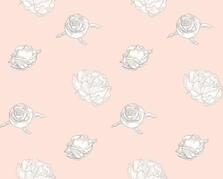 Vector Subtle Seamless Pattern with Drawn Florals Stock Illustration