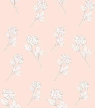 Vector Subtle Seamless Pattern with Drawn Florals Stock Illustration
