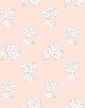 Vector Subtle Seamless Pattern with Drawn Florals Stock Illustration
