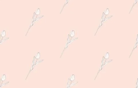 Vector Subtle Seamless Pattern with Drawn Florals Stock Illustration