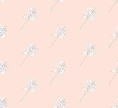 Vector Subtle Seamless Pattern with Drawn Florals Stock Illustration