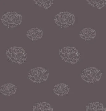 Vector Subtle Seamless Pattern with Drawn Florals Stock Illustration