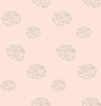 Vector Subtle Seamless Pattern with Drawn Florals Stock Illustration