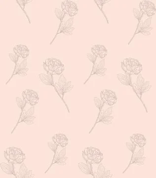 Vector Subtle Seamless Pattern with Drawn Florals Stock Illustration