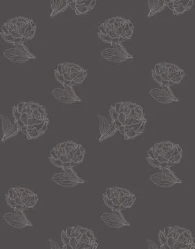 Vector Subtle Seamless Pattern with Drawn Florals Stock Illustration
