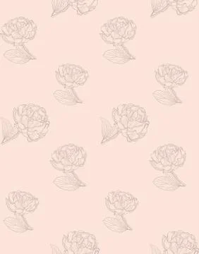 Vector Subtle Seamless Pattern with Drawn Florals Stock Illustration