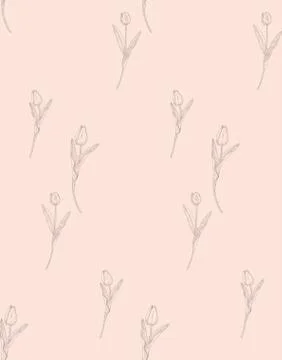 Vector Subtle Seamless Pattern with Drawn Florals Stock Illustration